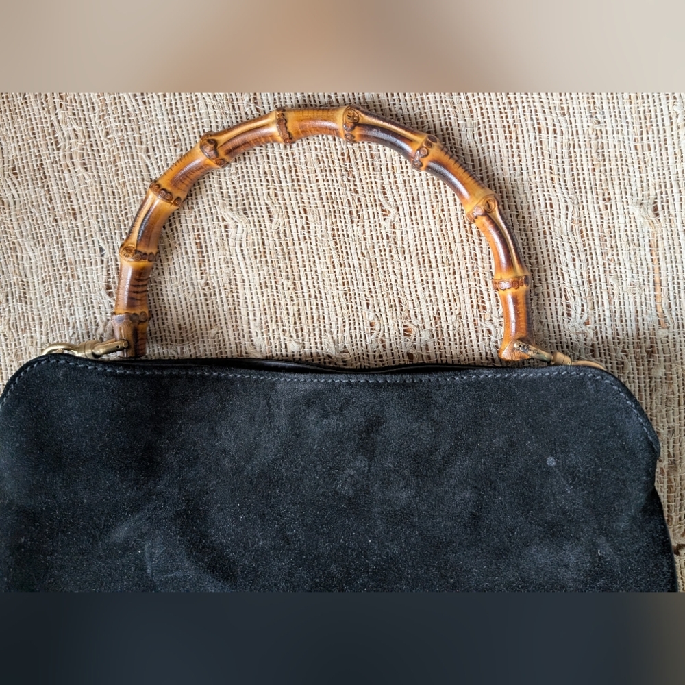 Gucci • authentic 2 way bamboo hobo bag in black suede EUC - Picture 2 of 10